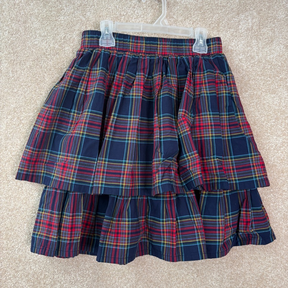 HANNA ANDERSSON Skirt Kid's Girls 14-16 Plaid Tiered Ruffle Cotton Christmas